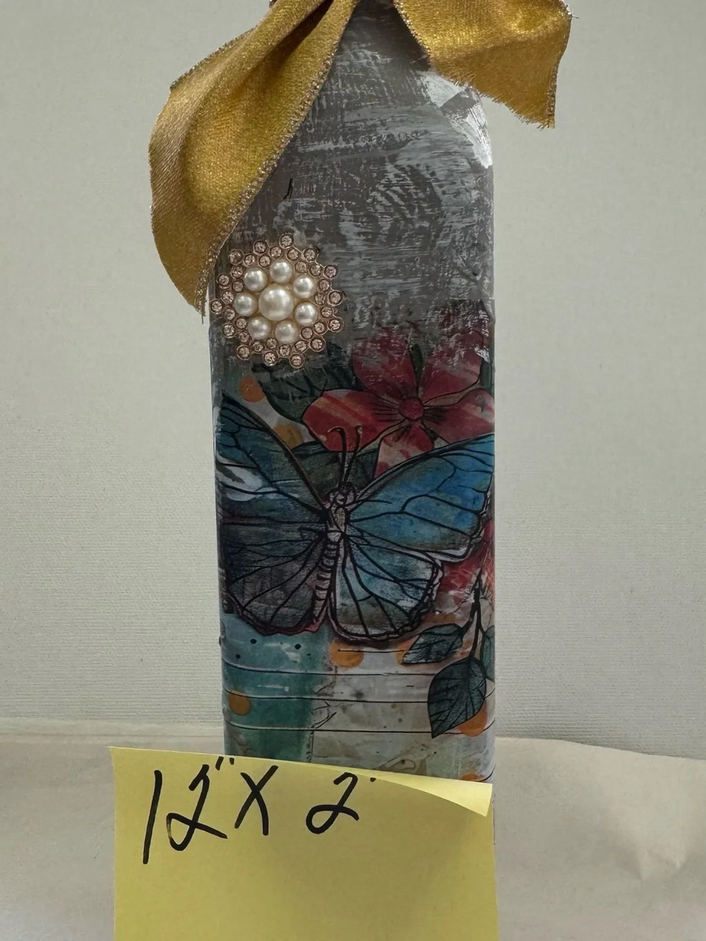 Decorative Butterfly Accent Bottle with Gold Bow